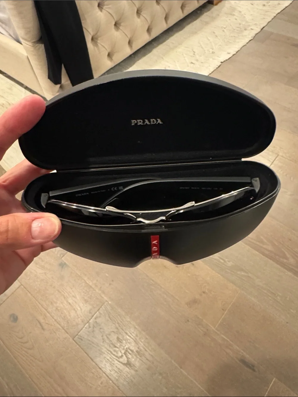 Prada Black VR/AR Accessory Case with Red Logo Stripe